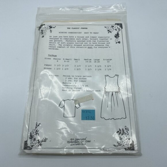 Vintage Four Corners 5280 Sewing Pattern Blouse Jumper Dress Women’s P–XL 1989 - Picture 5 of 6